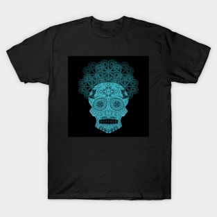 dark blue skull calavera ecopop T-Shirt